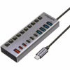 Концентратор Promate USB-C 10-in-1 5xUSB-C + 5xUSB gray (gegahub-5g) - Image 1