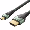 Кабель мультимедійний HDMI M to HDMI micro M 2.1m V2.0 8K 60Hz green Vention (AGKGH) - Image 1