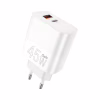 Зарядное устройство WUW C209 1xUSB-C PD45W + 1xUSB QC3.0 18W White (WUW-C209) - Image 1
