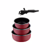 Ковш Bergner Click & cook, набір зі знімною ручкою 16/18/20 см, 4 предмети (BG-31608-RD) - Image 1
