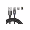 Дата кабель USB 2.0 AM to Lightning + Micro 5P + Type-C magnetic black Denmen (DN-D09E-BK) - Image 1