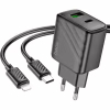 Зарядний пристрій HOCO CS23A USB-C PD30W + 1xUSB QC3.0 + cable USB-C to Lightning black (6942007609951) - Image 1