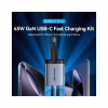 Зарядний пристрій Vention 2xUSB-C PD45W GaN + cable USB-C to USB-C 1.0m 5A gray (TZ-FCFH0-EU) - Image 1