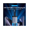 Зарядний пристрій Vention 2xUSB-C PD45W GaN + cable USB-C to USB-C 1.0m 5A gray (TZ-FCFH0-EU) - Image 1