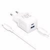 Зарядное устройство Vention 1xUSB-C PD30W + 1xUSB QC3.0 30W GaN + cable USB-C to USB-C 1.0m white (TZ-FEQW0-EU-01) - Image 1