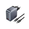 Зарядное устройство Vention 3xUSB-C PD100W + 1xUSB QC3.0 30W GaN + cable USB-C to USB-C 1.0m gray (TZ-FETH0-EU) - Image 1