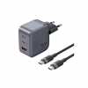 Зарядное устройство Vention 2xUSB-C PD70W + 1xUSB QC3.0 22.5W GaN + cable USB-C to USB-C 1.0m black gray (TZ-FEXH0-EU) - Image 1
