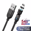 Магнитный кабель REDDAX RDX-399, USB – Micro-USB, 1 м, тканевая оплётка, LED, Black - Image 1