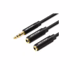 Кабель мультимедийный 3.5mm M to 2x3.5mm F 0.3m black Vention (BBWBY) - Image 1