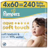 Дитячі вологі серветки Pampers Aqua Soft Touch 4 x 60 шт (240 шт) (8006530140027) - Image 1