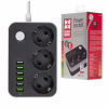 Мережевий фільтр живлення ColorWay CW-CHЕ36B, 3 розетки/6USB Black 1.8M (CW-CHE36B) - Image 2
