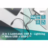 Дата кабель USB 2.0 AM to Lightning + Micro 5P + USB-C 1.0m charge only Digitus (AK-300160-010-S) - Image 9