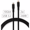 Дата кабель USB-C to USB-C 2.0m UBS3.2 Gen2 10G 240W Chip Silicon Black Vinga (VCPDCCC3242SB) - Image 4