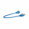 Дата кабель USB 2.0 AM/AF 0.3m blue transparent Voltronic (YT-AM/AF-0,3TBL) - Image 2