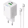 Зарядний пристрій ColorWay C101A GaN Mini 20W PD PPS USB-C + USB-A QC4.0 + cable USB-C to USB-C black (CW-CHS062PDC-WT) - Image 2