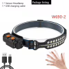 Налобний ліхтар Bailong BL-W690-2-SMD, Білий, Червоний, Датчик руху, Li-Ion акум., ЗУ Type-C - Image 2