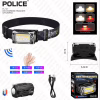 Налобний ліхтар Police PL-131, білий+жовтий+червоний, сенсор, акум, магніт, Type-C - Image 2