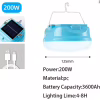 Фонарь для кемпинга LED-7, 200W, аккумулятор, ЗУ Type-C, солнченая панель, крюк - Image 2