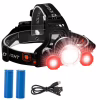 Фонарь налобный Police 3000-T6+2XPE(Red), 2x18650, signal light, ЗУ Type-C, - Image 3