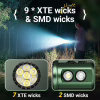 Ручной фонарь YEMAO YM-F337X, 3500LM, 8*XTE LED, красный, синий, зеленый и ультрафиолетовый,  TYPE-C - Image 4