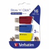 USB флеш накопичувач Verbatim 3x16GB Store 'n' Click Red/Blue/Yellow USB 3.2 (49306) - Image 12
