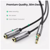 Кабель мультимедийный 3.5mm M to 2x3.5mm F 0.2m AV123 black Ugreen (10532) - Image 3