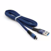 Дата кабель USB 2.0 AM to Micro 5P 1m flat nylon blue Vinga (VCPDCMFNB1B) - Image 3