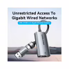 Перехідник USB-C + USB A to RJ45 Ethernet 1000Mbps 0.15m aluminum gray Vention (CFQHB) - Image 4