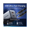 Зарядний пристрій Vention 2xUSB-C PD45W GaN + cable USB-C to USB-C 1.0m black gray (TZ-FCDH0-EU) - Image 4