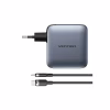 Зарядное устройство Vention 3xUSB-C PD100W + 1xUSB QC3.0 30W GaN + cable USB-C to USB-C 1.0m gray (TZ-FETH0-EU) - Image 3