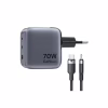 Зарядний пристрій Vention 2xUSB-C PD70W + 1xUSB QC3.0 22.5W GaN + cable USB-C to USB-C 1.0m black gray (TZ-FEXH0-EU) - Image 3