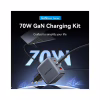Зарядний пристрій Vention 2xUSB-C PD70W + 1xUSB QC3.0 22.5W GaN + cable USB-C to USB-C 1.0m black gray (TZ-FEXH0-EU) - Image 4