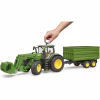 Масштабная модель автомобиля Bruder трактор John Deere 7R 350 с погрузчиком и прицепом (03155) - Image 2