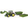 Масштабная модель автомобиля Bruder трактор John Deere 7R 350 с погрузчиком и прицепом (03155) - Image 3