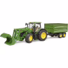 Масштабная модель автомобиля Bruder трактор John Deere 7R 350 с погрузчиком и прицепом (03155) - Image 7
