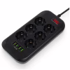 Мережевий фільтр живлення ColorWay CW-CHE64B, 6 розеток/4USB Black (CW-CHE64B) - Image 2