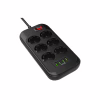 Мережевий фільтр живлення ColorWay CW-CHE64B, 6 розеток/4USB Black (CW-CHE64B) - Image 3