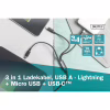 Дата кабель USB 2.0 AM to Lightning + Micro 5P + USB-C 1.0m charge only Digitus (AK-300160-010-S) - Image 9