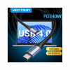 Дата кабель USB-C to USB-C 1.0m Thunderbolt 4 240W (50V/5A) 8K60Hz Gray Aluminum Alloy Vention (TAVHF) - Image 9