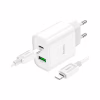 Зарядное устройство HOCO C80A Plus Rapido 1xUSB-C PD20W + 1xUSB QC3.0 + cable USB-C to Lightning White (6931474779892) - Image 2