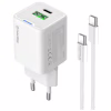 Зарядний пристрій ColorWay C101A GaN Mini 20W PD PPS USB-C + USB-A QC4.0 + cable USB-C to USB-C black (CW-CHS062PDC-WT) - Image 2