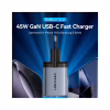 Зарядний пристрій Vention 2xUSB-C PD45W GaN transparent gray (FCFH0-EU) - Image 2