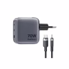 Зарядное устройство Vention 2xUSB-C PD70W + 1xUSB QC3.0 22.5W GaN + cable USB-C to USB-C 1.0m black gray (TZ-FEXH0-EU) - Image 3