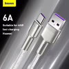 Дата кабель USB 3.1 AM to USB-C 2.0m 6.0A 66W Cafule Series Metal White Baseus (CAKF000202) - Image 6