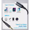 Переходник USB-C to jack 3.5mm stereo audio (CDLA) 2.0m Choetech (AUX008-BK) - Image 5
