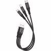 Дата кабель USB 2.0 AM to Lightning + Micro 5P + USB-C 0.25m 2.4A nylon X47 black HOCO (6931474727398) - Image 3