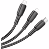 Дата кабель USB 2.0 AM to Lightning + Micro 5P + USB-C 1.0m 2A PVC BX71 black BOROFONE (6974443384543) - Image 2