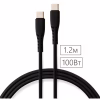 Дата кабель USB-C to USB-C 1.2m 100W Chip Silicon Black Vinga (VCDCCC21012SB) - Image 4