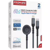Дата кабель USB-C to Lightning 27W + USB-C 60W + Apple Watch 2.5W 1.5m icharge trio black Promate (icharge-trio.black) - Image 6