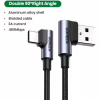 Дата кабель USB 2.0 AM to USB-C 1.0m 3A 90° corner US176 black Ugreen (20856) - Image 3